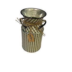 Rustic Farmhouse Galvanized Metal Milk Can Vase with Thankful Tag